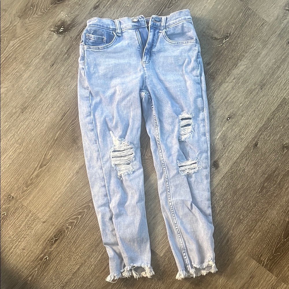 Justice Blue Skinny Jeans with Distressed Details